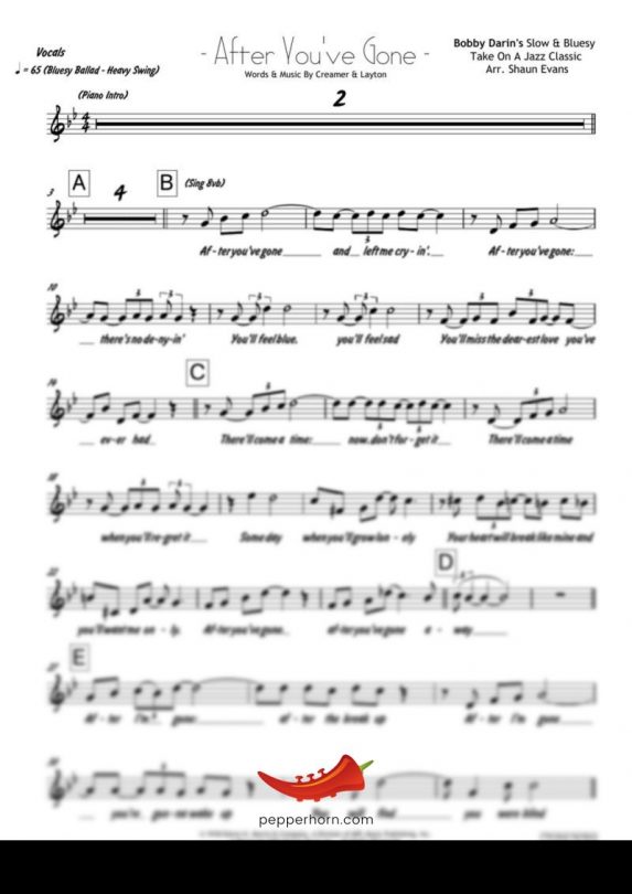 After You’ve Gone (Bobby Darin) 4 Horn Trumpet II