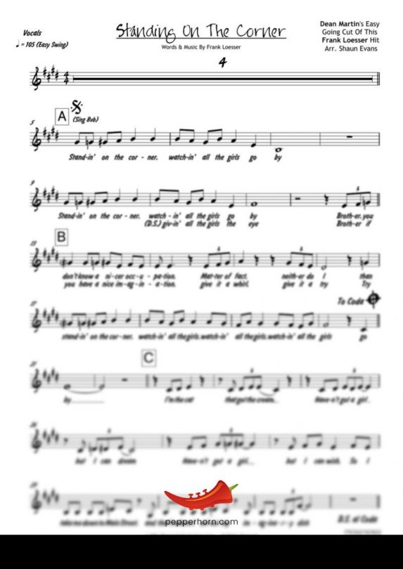 Standing On The Corner (Dean Martin) 4 Horn Trumpet II