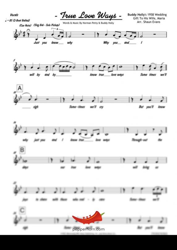 True Love Ways (Buddy Holly) 4 Horn Trumpet II