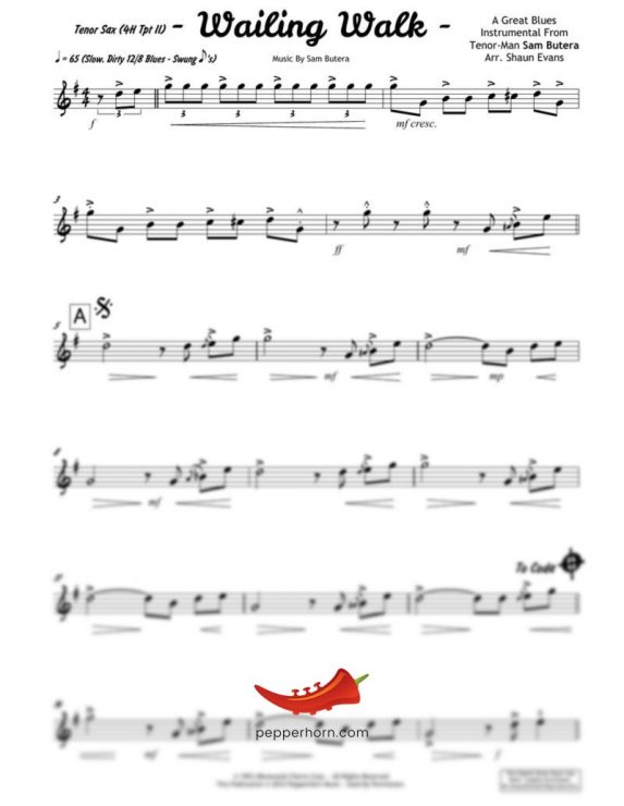 Wailing Walk (Sam Butera) 4 Horn Trumpet II
