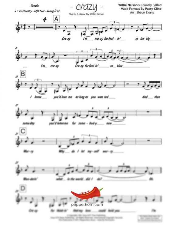 Crazy (Patsy Cline) 4 Horn Trumpet II