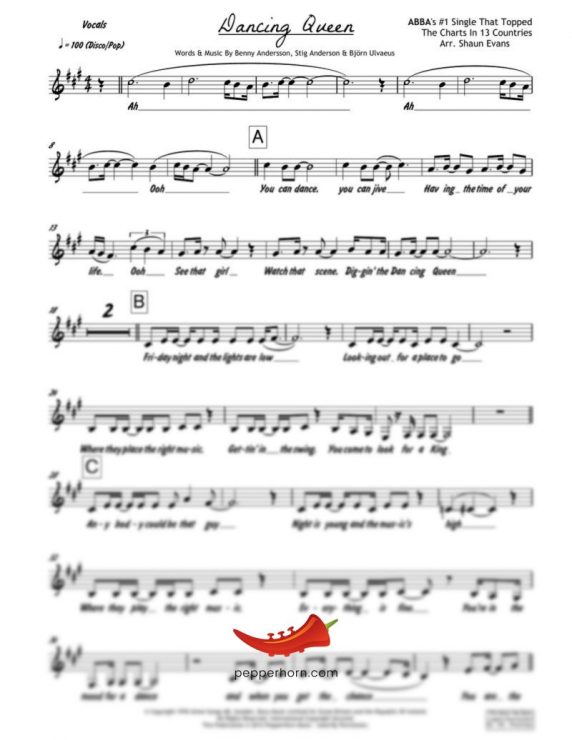 Dancing Queen (ABBA) 4 Horn Alto