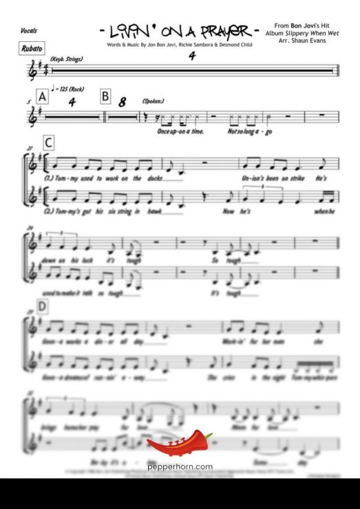 Livin On A Prayer (Bon Jovi) 4 Horn Trumpet II