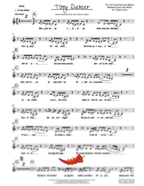 Tiny Dancer (Elton John) 4 Horn Trumpet II