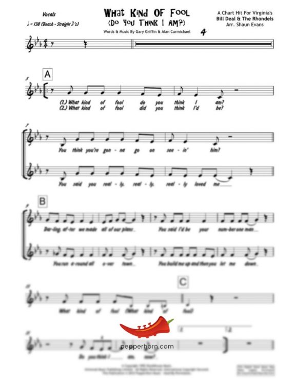 What Kind Of Fool Do You Think I Am (Bill Deal) 3 Horn