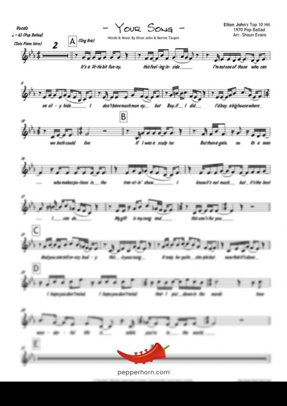 Your Song (Elton John) 4 Horn Trumpet II