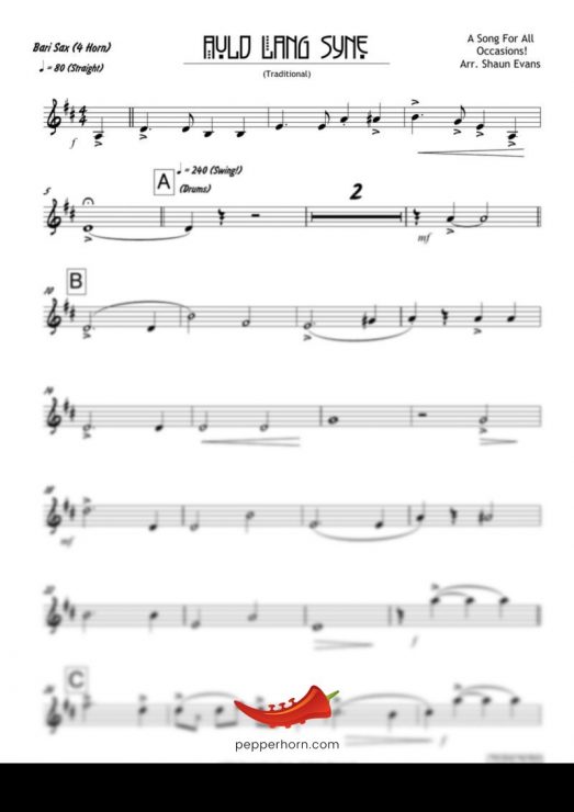 Auld Lang Syne (Free Chart) 4 Horn Bari