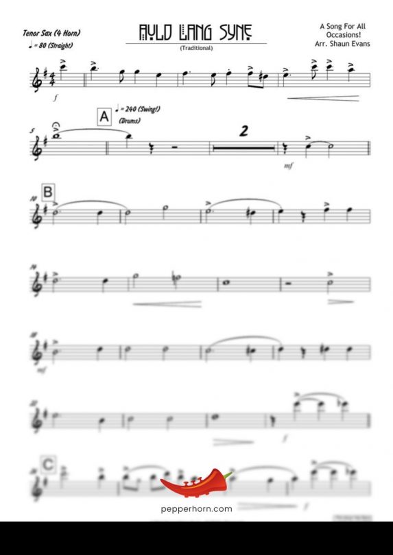 Auld Lang Syne (Free Chart) 4 Horn Trumpet II