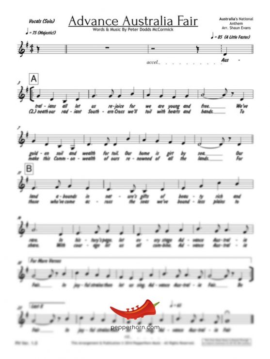 Advance Australia Fair (Freebie) Choir (SATB)